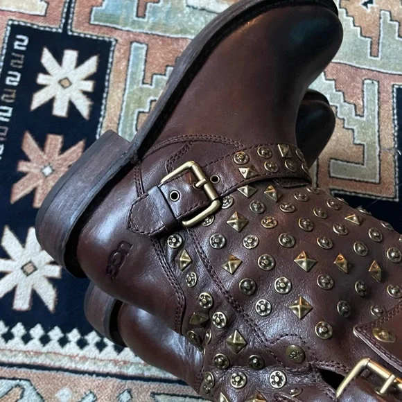 Studded Brown Ankle Boots - Picture 8 of 11